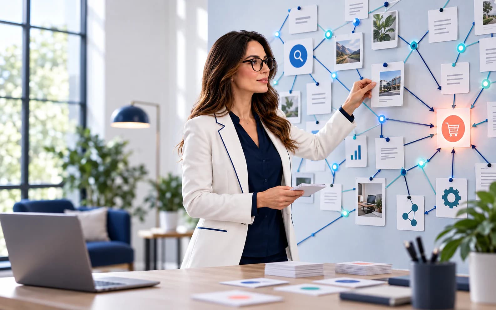 Lia connecting search queries, internal links and commercial pages into a qualified-demand path