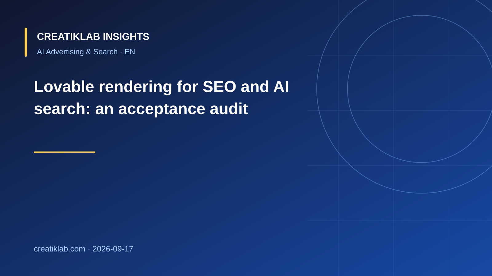 Technical audit of Lovable rendering for SEO and AI search crawlers