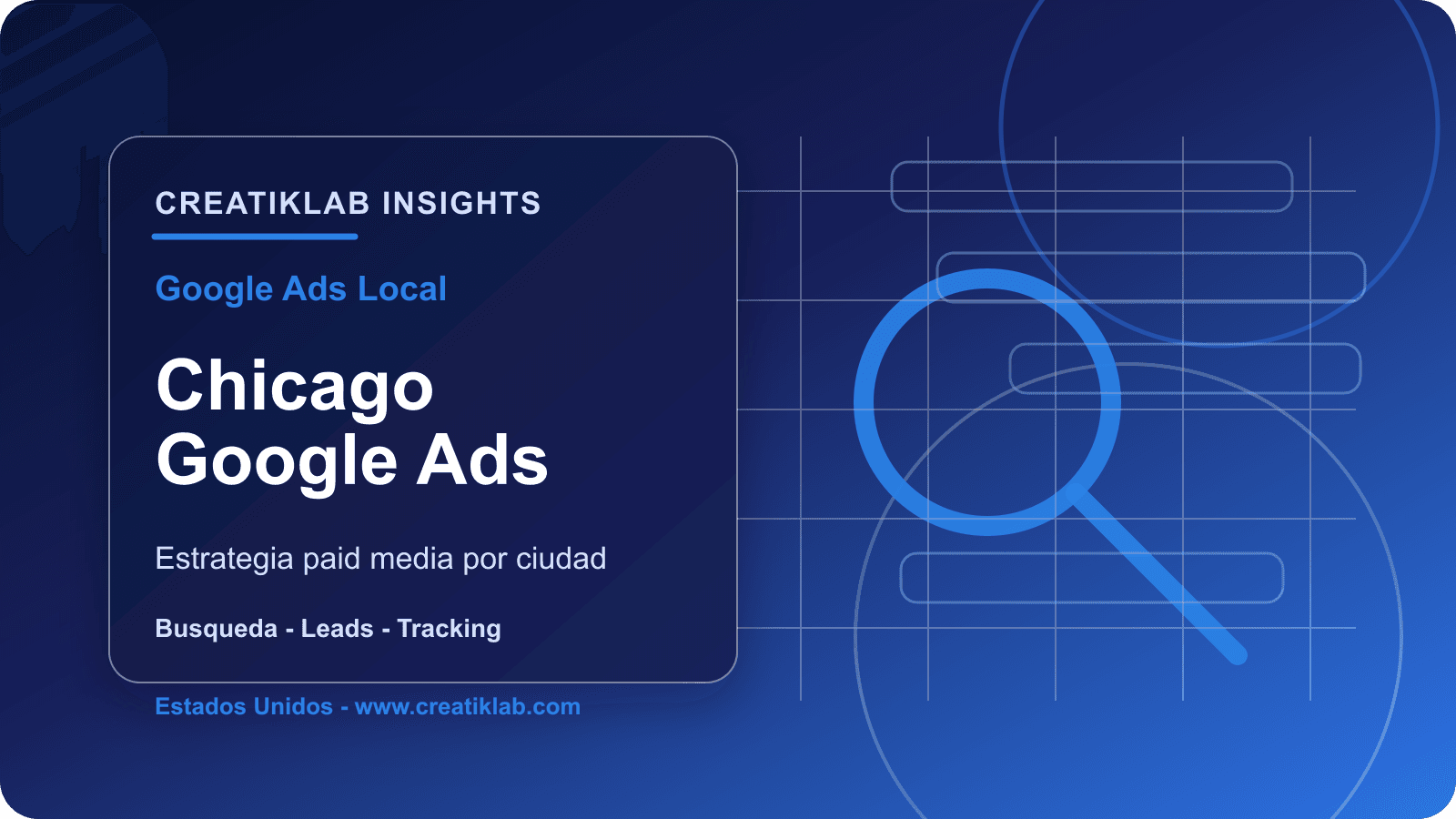 Portada de Creatiklab sobre estrategia local de Google Ads en Chicago