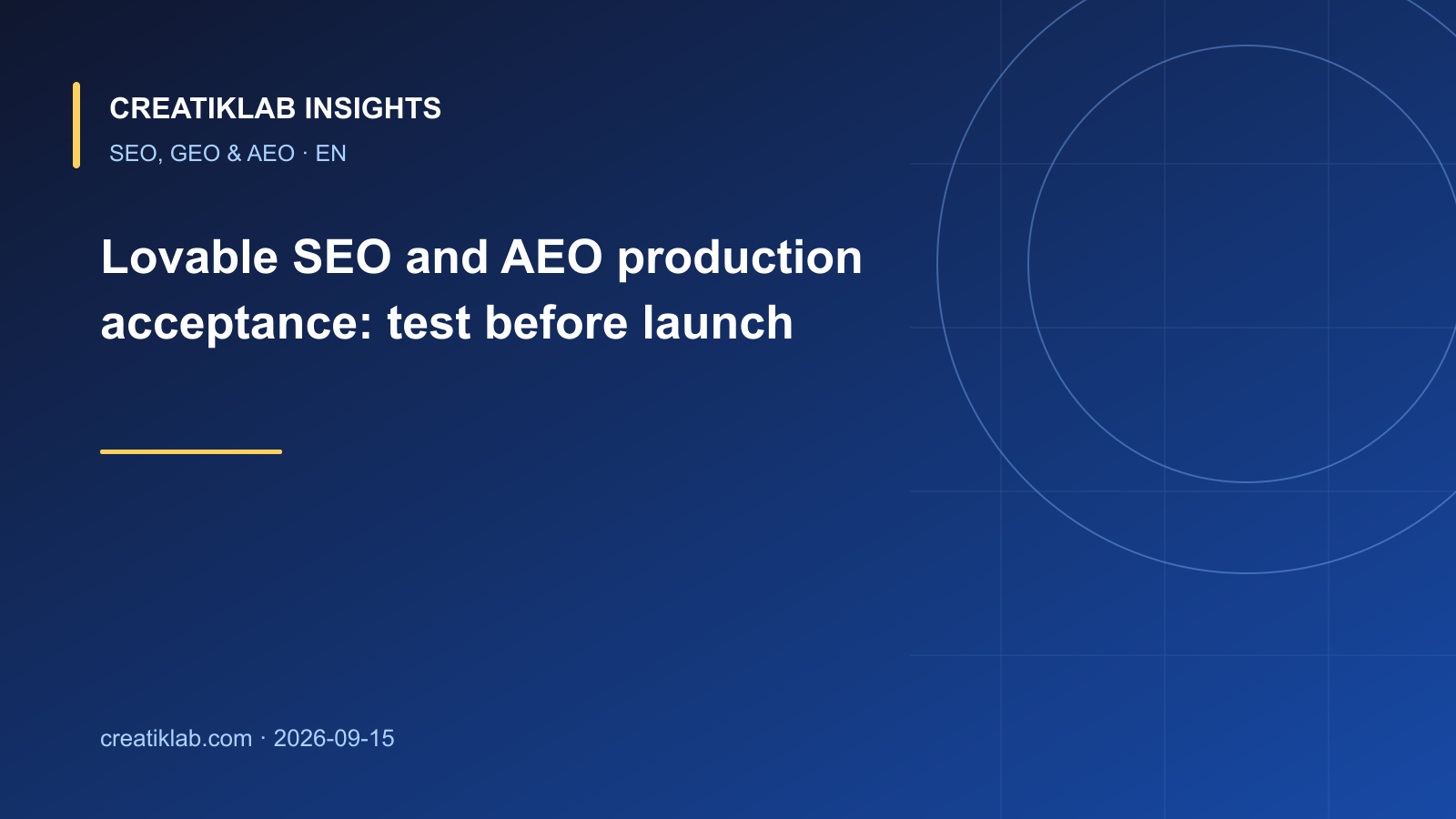 SEO and AEO production acceptance workflow for a Lovable website