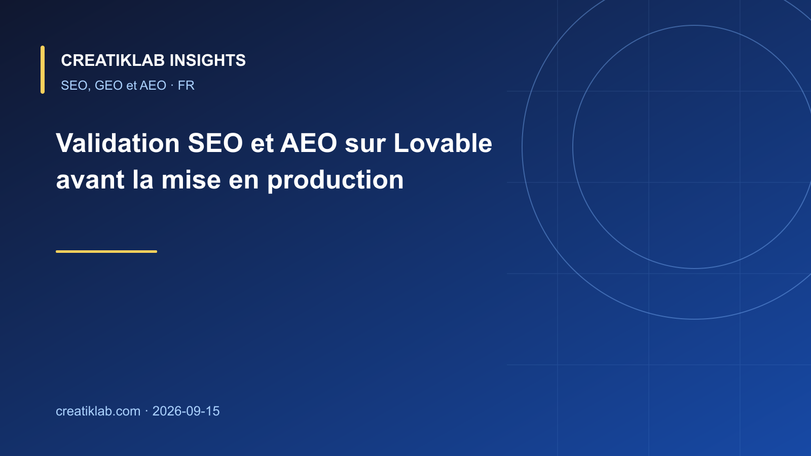 Processus de validation SEO et AEO avant la publication d’un site Lovable