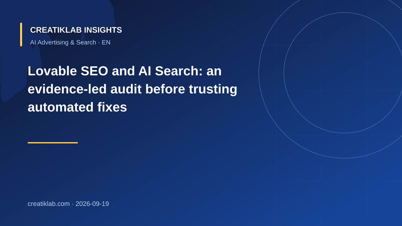 Evidence-led audit workflow for Lovable SEO and AI search readiness
