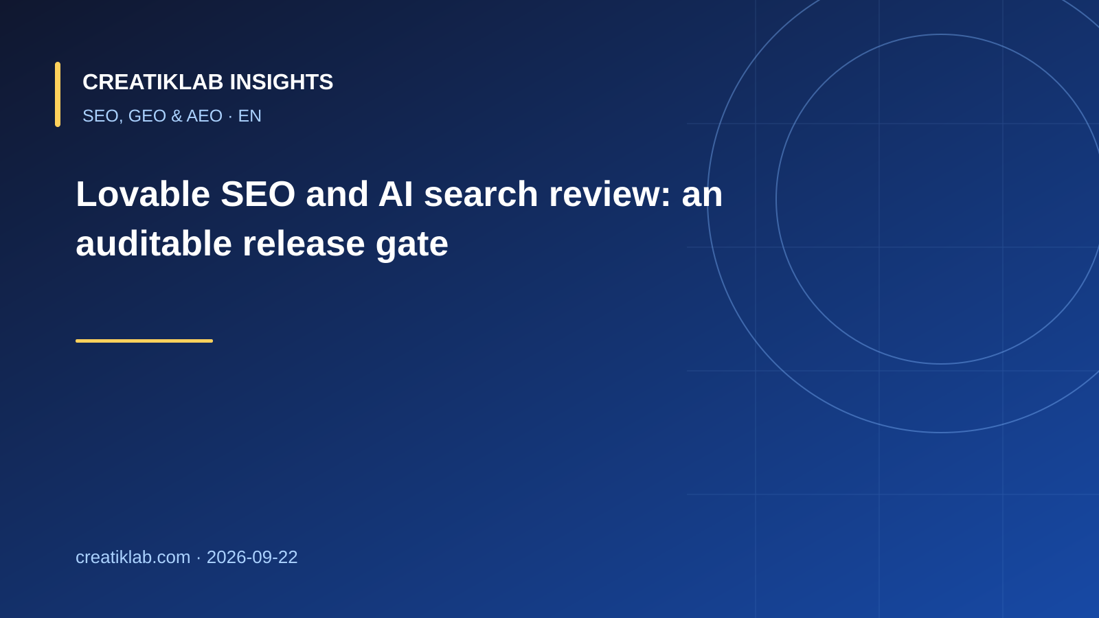 Evidence-led SEO and AI search release audit for a Lovable site
