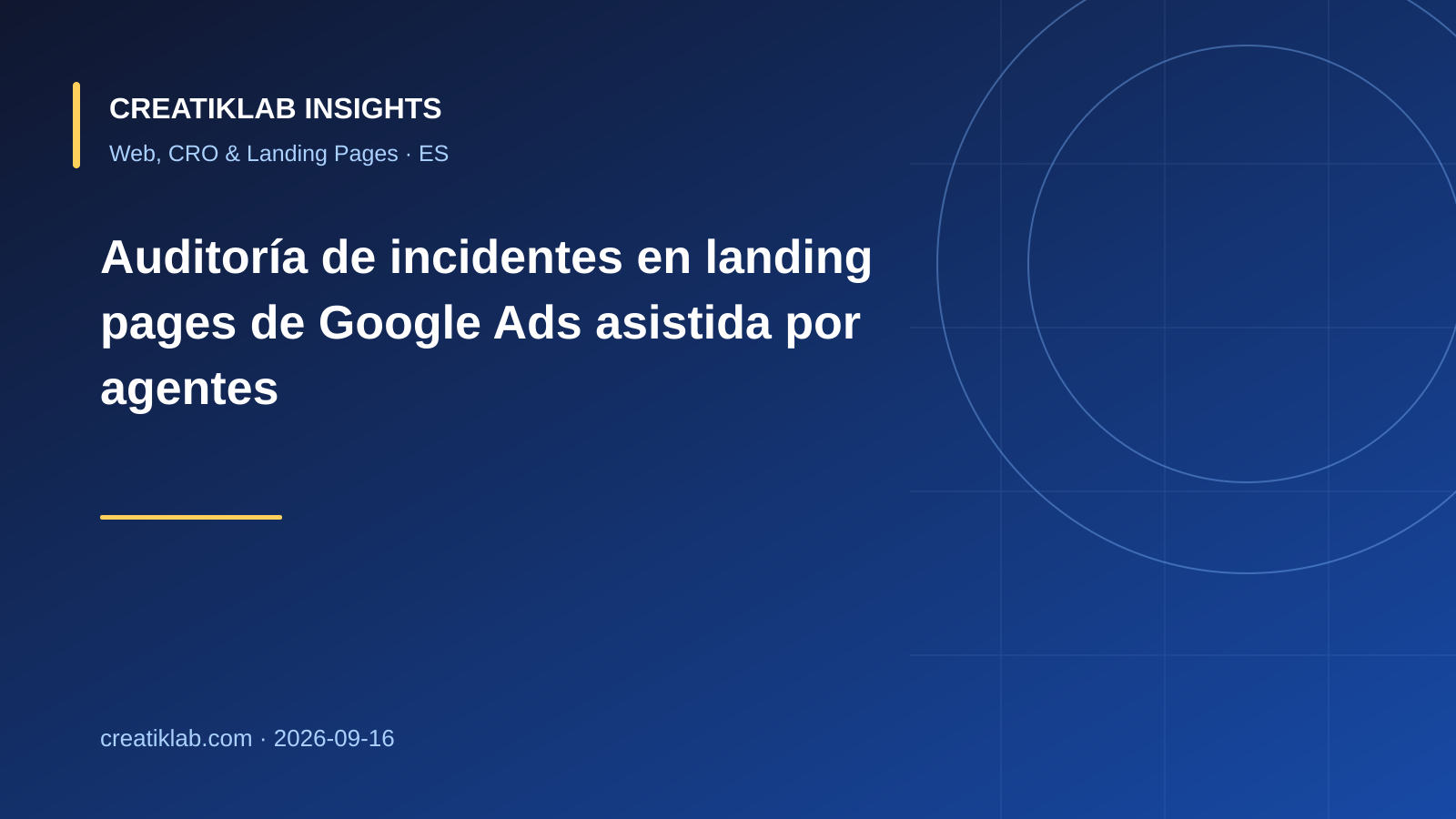 Especialista auditando un incidente en una landing page de Google Ads con Chrome DevTools, trazas y un agente de IA
